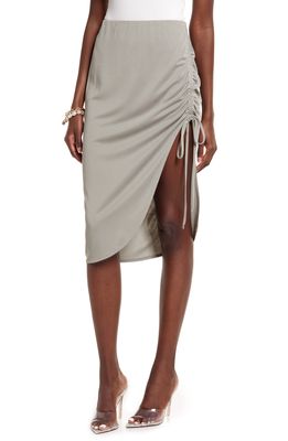 Open Edit Side Ruched Skirt in Green Vetiver