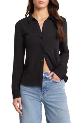 Open Edit Slim Fit Button-Up Shirt in Black