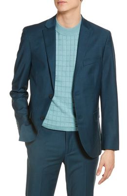 Open Edit Solid Extra Trim Wool Blend Sport Coat in Teal Cyrus