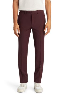 Open Edit Solid Extra Trim Wool Blend Trousers in Burgundy Stem