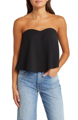 Open Edit Strapless Sweetheart Neck Top in Black