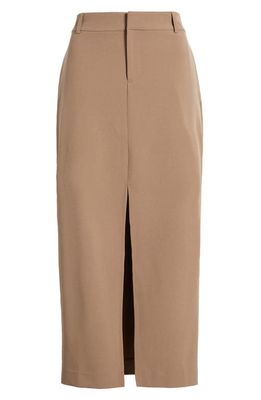 Open Edit Suited Midi Column Skirt in Brown Caribou