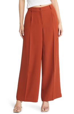 Open Edit Tailored Wide Leg Pants in Brown Spice