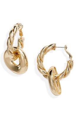 Open Edit Twisted Hoop Drop Earrings in Gold