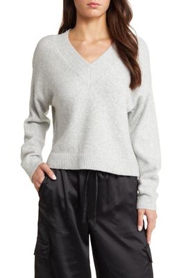 Open Edit V-Neck Sweater in Grey Light Heather