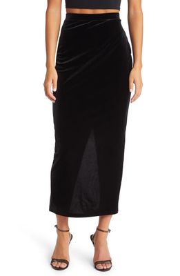 Open Edit Velour Maxi Skirt in Black