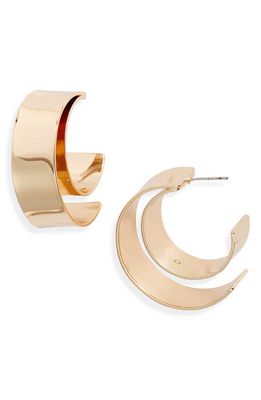 Open Edit Wide Double Hoop Earrings in Gold