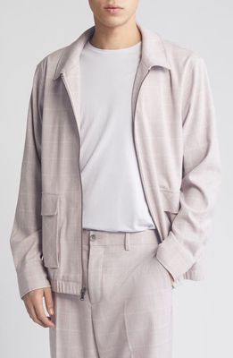 Open Edit Windowpane Check Bomber Jacket in Pink-White Genoa Pane