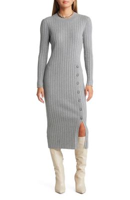 Open Edit Women's Button Sweater Midi Dress in Grey Heather