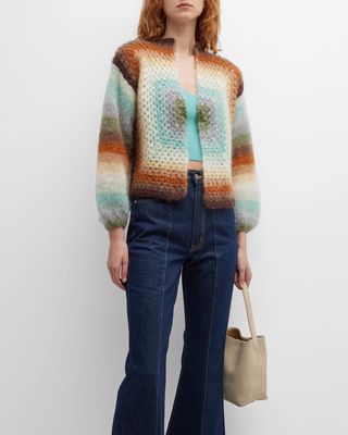 Open-Front Ombre Knit Cardigan