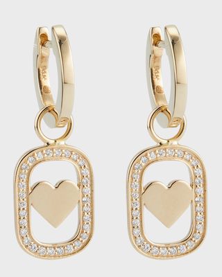 Open Icon Happy Face and Heart Diamond Earrings