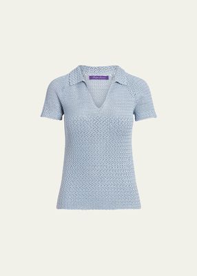 Open-Knit Johnny Collar Top