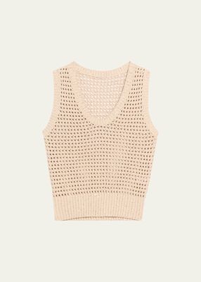 Open-Knit Tank Top with Sequin Detail