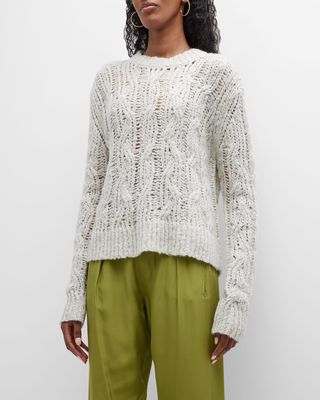 Open-Knit Wool Crewneck Sweater