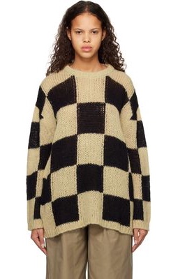 OPEN YY Beige Check Sweater