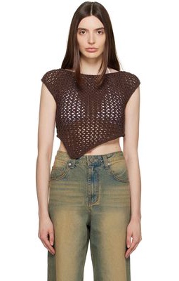 OPEN YY Brown Asymmetric Tank Top