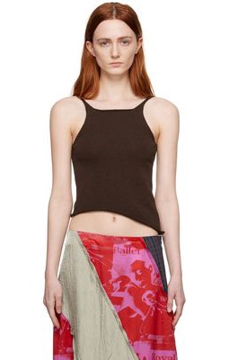 OPEN YY Brown Cutout Tank Top