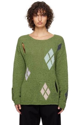 OPEN YY Green Argyle Sweater