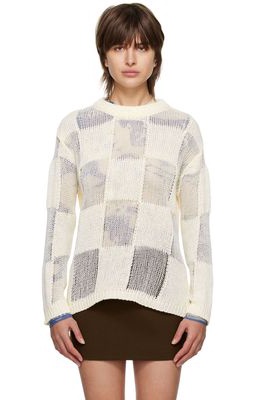 OPEN YY Off-White Checkerboard Sweater