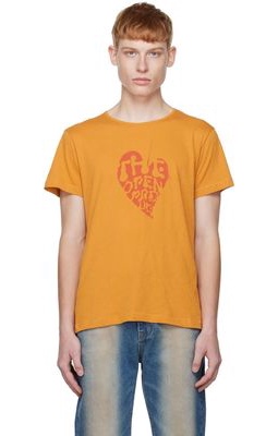 OPEN YY SSENSE Exclusive Yellow Heart Leaf T-Shirt