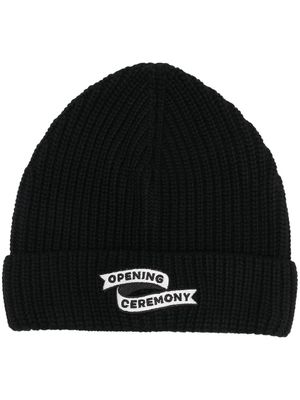 Opening Ceremony flag logo knitted beanie hat - Black