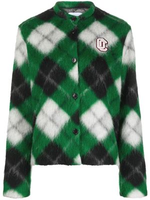 Opening Ceremony logo-patch argyle-check cardigan - Green