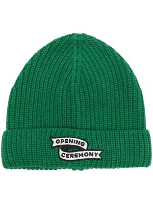 Opening Ceremony logo-patch beanie - Green