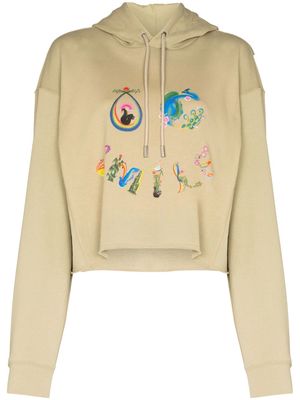 Opening Ceremony smile-print cropped hoodie - Green