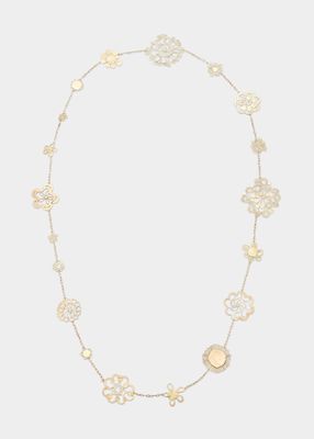 Opera-Length Flowery Necklace in 18K Gold