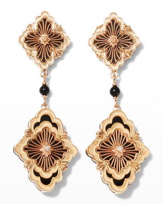 Opera Tulle Pendant Earrings with Onyx, Diamonds and 18K Pink Gold