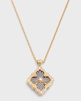 Opera Tulle Pendant Necklace with Big Motif Blue and Diamonds in 18K Yellow Gold