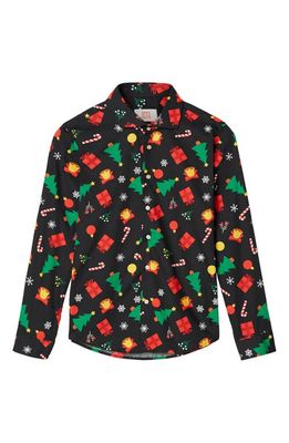 OppoSuits Christmas Icons Button-Up Shirt in Black