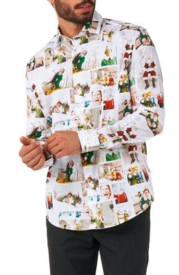 OppoSuits Elf Print Dress Shirt in White