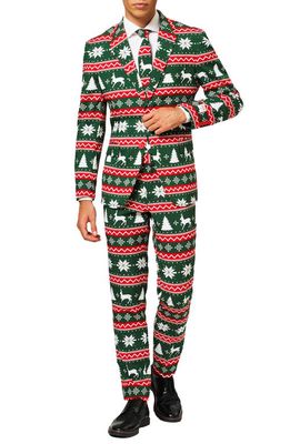 OppoSuits Festive Trim Fit Two-Piece Suit with Tie in Dark Green