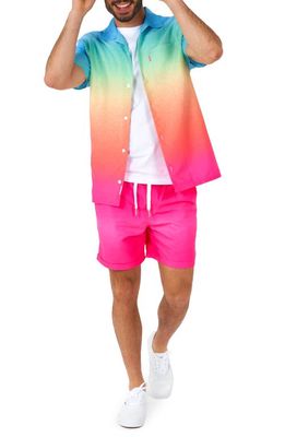 OppoSuits Funky Fade Summer Shirt & Shorts Set in Pink