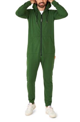 OppoSuits Glorious Green Hooded Long Sleeve Fleece Jumpsuit