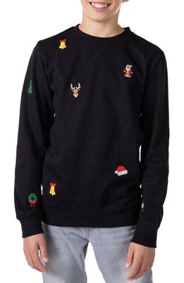 OppoSuits Kids' Deluxe Embroidered X-Mas Icons Sweater in Black
