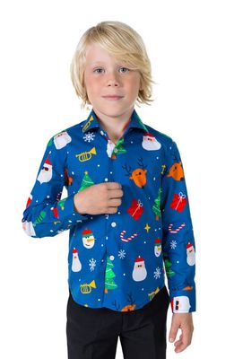 OppoSuits Kids' Festivity Button-Up Shirt in Blue