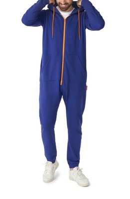 OppoSuits Navy Royale Hooded Long Sleeve Fleece Jumpsuit in Blue