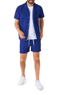 OppoSuits Navy Royale Short Sleeve Camp Shirt & Drawstring Shorts Set in Blue