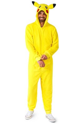 OppoSuits Pokémon Pikachu Hooded Long Sleeve Fleece Jumpsuit in Yellow