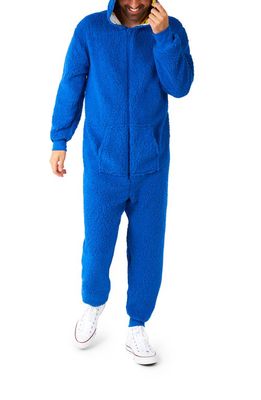 OppoSuits Sesame Street Cookie Monster Hooded Long Sleeve Fleece Jumpsuit in Blue