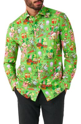 OppoSuits Spongebob Christmas Print Dress Shirt in Green