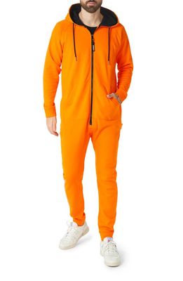 OppoSuits The Orange Hooded Long Sleeve Fleece Jumpsuit