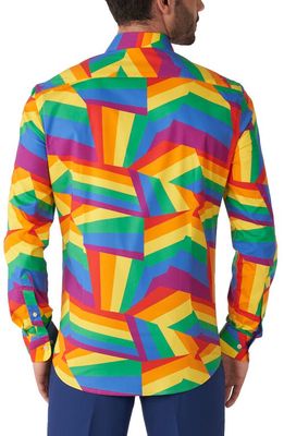 OppoSuits Zigzag Rainbow Stretch Button-Up Shirt