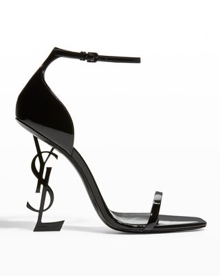 Opyum YSL Logo-Heel Sandals with Black Hardware