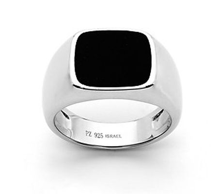 Or Paz Men's Sterling Silver Onyx Signet Ring