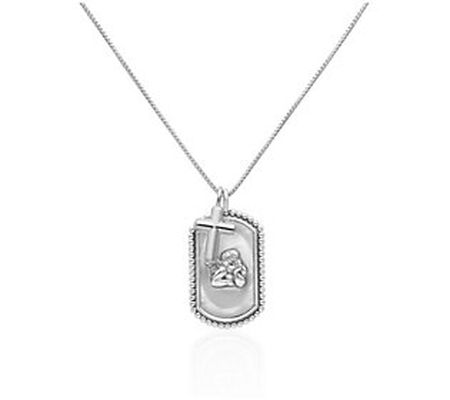 Or Paz Sterling Silver Angel and Cross Pendant w/Chain