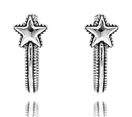 Or Paz Sterling Silver Beaded Star Hoop Earring s