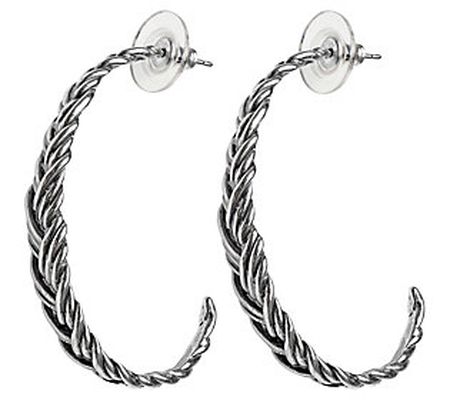 Or Paz Sterling Silver Braided J-Hoop Earrings